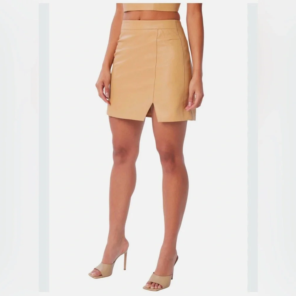 REVOLVE Tan Leather Mini Skirt